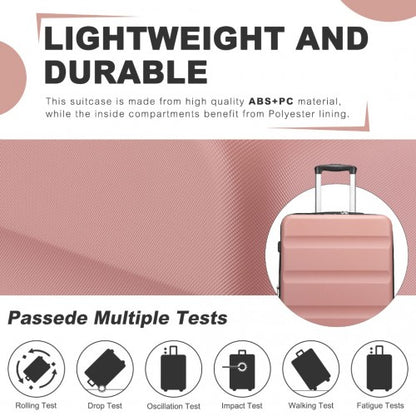 KSK2482 - Kono 3-Piece Horizontal Engraved Hard Shell ABS+PC Suitcase with TSA Lock - Nude