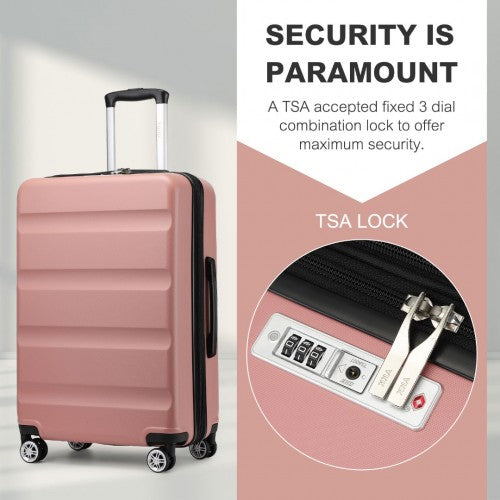 KSK2482 - Kono 3-Piece Horizontal Engraved Hard Shell ABS+PC Suitcase with TSA Lock - Nude
