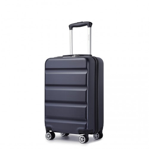 KSK2482 - Kono 19 Inch Stylish Horizontal Engraved Hard Shell ABS+PC Cabin Carry-On Suitcase with TSA Lock - Navy