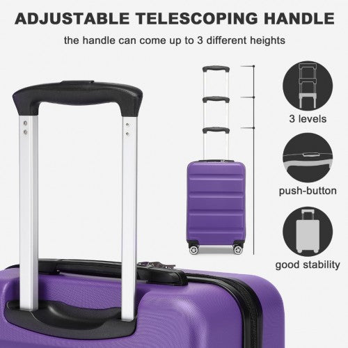 Kono 19" KSK2482 - Stylish Horizontal Engraved Hard Shell ABS+PC Cabin Carry-On Suitcase with TSA Lock