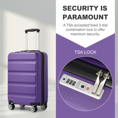 Kono 19" KSK2482 - Stylish Horizontal Engraved Hard Shell ABS+PC Cabin Carry-On Suitcase with TSA Lock