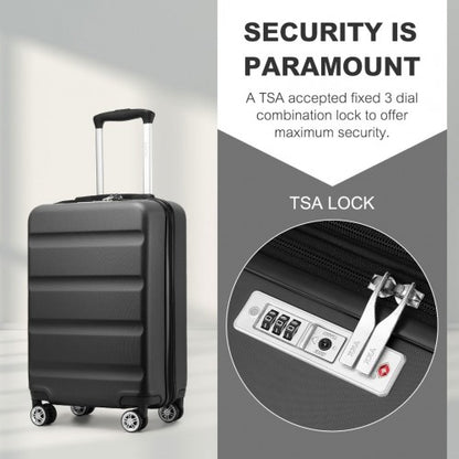 KSK2482 - Kono 19 Inch Stylish Horizontal Engraved Hard Shell ABS+PC Cabin Carry-On Suitcase with TSA Lock - Grey