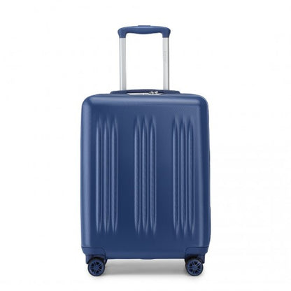 KSK2483 - Kono 20 Inch Sleek Striped Carry-On Suitcase Durable ABS+PC Luggage With Four Spinner Wheels And TSA Lock Perfect for Travel - Navy