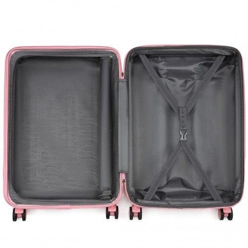 KSK2483 - Kono 28 Inch Sleek Striped Check-In Suitcase Expandable Durable ABS+PC Luggage with Four Spinner Wheels TSA Lock - Pink
