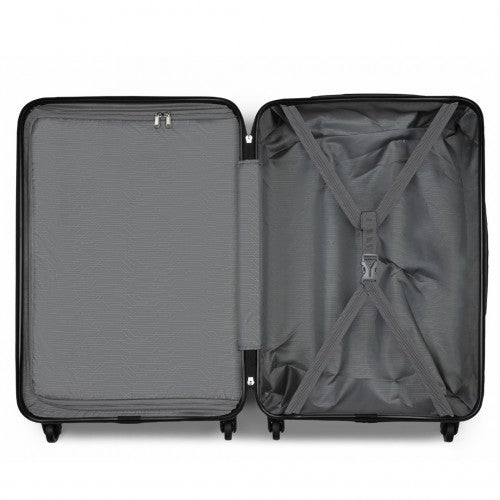 KSK2477 - Kono Durable 24 Inch Lightweight ABS+PC Vertical Textured Check-in Suitcase with Secure 3-Digit Lock - Black