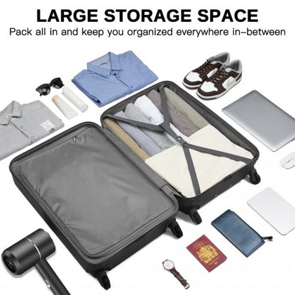 KSK2477 - Kono Durable 24 Inch Lightweight ABS+PC Vertical Textured Check-in Suitcase with Secure 3-Digit Lock - Black