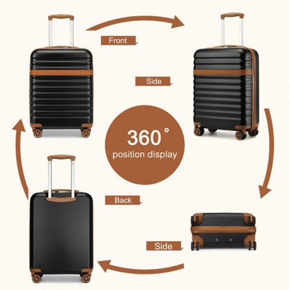 KSK2484 - Kono 20 Inch Stylish Lightweight Hard Shell ABS+PC Cabin Carry-On Suitcase with TSA Lock for Enhanced Security - Black and Brown