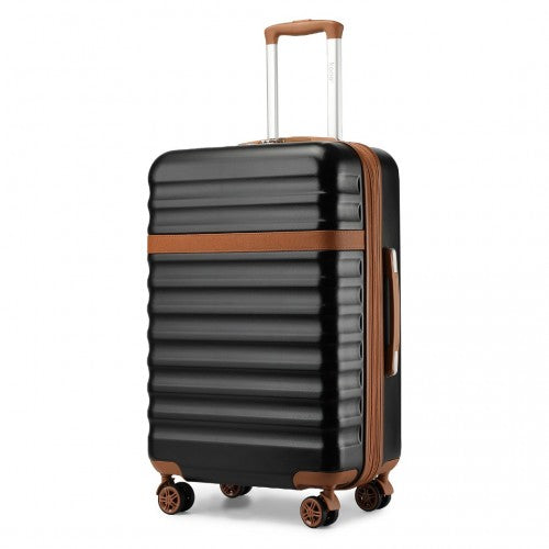 KSK2484 - Kono 3-Piece Expandable Luggage Set 20"/24"/28" Durable Hard Shell ABS+PC Suitcases with TSA Lock for Secure Travel - Black and Brown