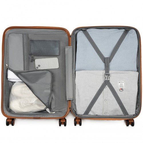 KSK2484 - Kono 3-Piece Expandable Luggage Set 20"/24"/28" Durable Hard Shell ABS+PC Suitcases with TSA Lock for Secure Travel - Grey and Brown