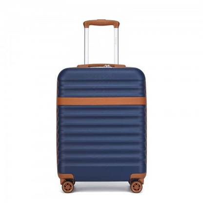 KSK2484 - Kono 20 Inch Stylish Lightweight Hard Shell ABS+PC Cabin Carry-On Suitcase with TSA Lock for Enhanced Security - Navy and Brown