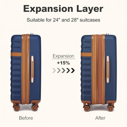 Kono 24" KSK2484 - Expandable Lightweight Hard Shell ABS+PC Check-In Suitcase with TSA Lock Ideal for Extended Trips and Secure Travel
