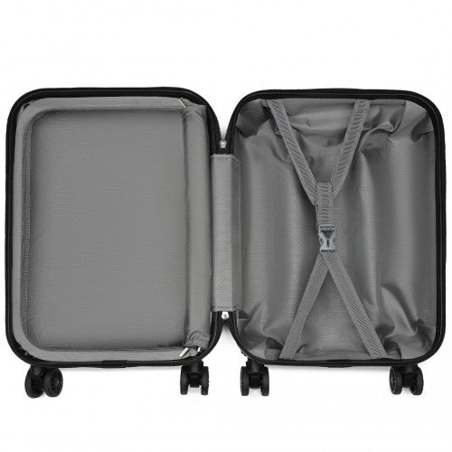 KSK2485 - Kono 20 Inch Premium ABS Cabin Carry-On Suitcase with Secure Combination Lock for Effortless Travel - Grey and black