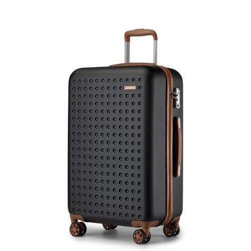 KSK2486 - Kono Stylish ABS+PC 24 Inch Polka Dot Hard Shell Suitcase With TSA Lock - Black And Brown