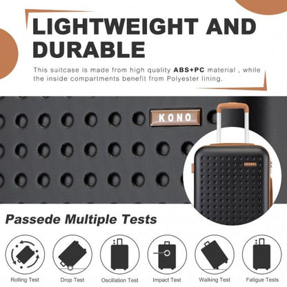 KSK2486 - Kono Stylish ABS+PC 24 Inch Polka Dot Hard Shell Suitcase With TSA Lock - Black And Brown