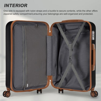 KSK2486 - Kono Stylish ABS+PC 24 Inch Polka Dot Hard Shell Suitcase With TSA Lock - Black And Brown