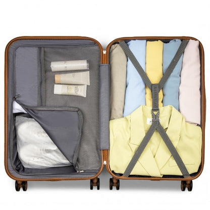 KSK2486 - Kono Stylish ABS+PC 24 Inch Polka Dot Hard Shell Suitcase With TSA Lock - Cream And Brown