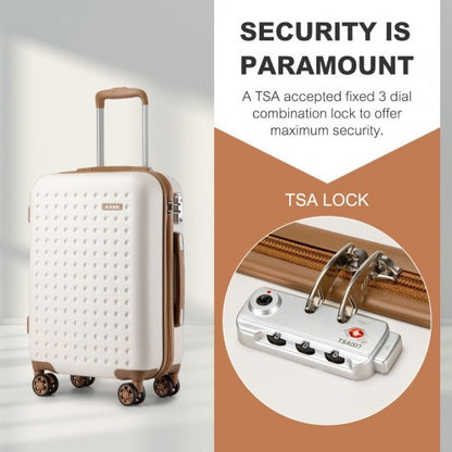 KSK2486 - Kono Stylish ABS+PC 24 Inch Polka Dot Hard Shell Suitcase With TSA Lock - Cream And Brown