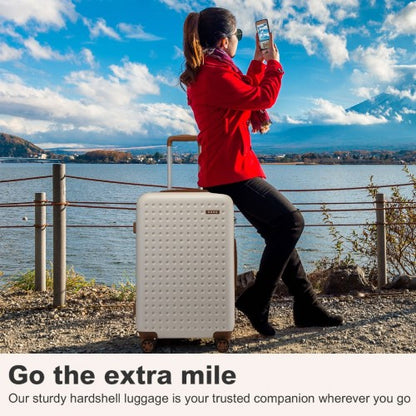 KSK2486 - Kono Stylish ABS+PC 24 Inch Polka Dot Hard Shell Suitcase With TSA Lock - Cream And Brown
