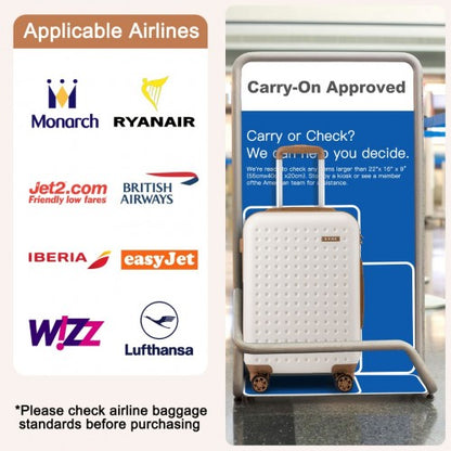 KSK2486 - Kono Stylish ABS+PC 20 Inch Polka Dot Hard Shell Cabin Suitcase With TSA Lock - Cream And Brown
