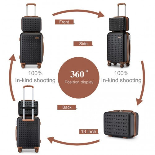 KSK2486 - Kono Stylish ABS+PC Polka Dot Hard Shell Suitcase With TSA Lock And Vanity Case 4 Piece Set