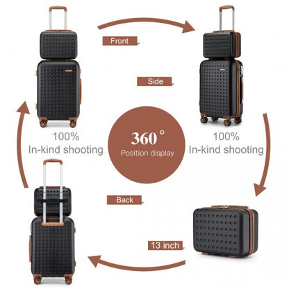 KSK2486 - Kono Stylish ABS+PC Polka Dot Hard Shell Suitcase With TSA Lock And Vanity Case 4 Piece Set