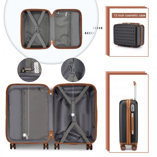 KSK2486 - Kono Stylish ABS+PC Polka Dot Hard Shell Suitcase With TSA Lock And Vanity Case 4 Piece Set