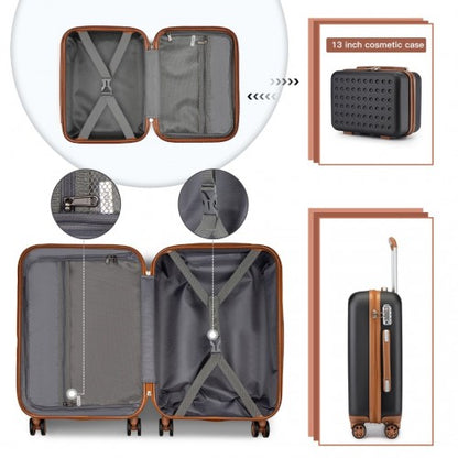 KSK2486 - Kono Stylish ABS+PC Polka Dot Hard Shell Suitcase With TSA Lock And Vanity Case 4 Piece Set