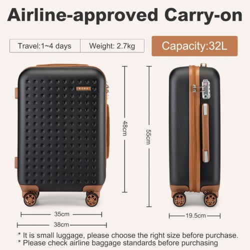 KSK2486 - Kono Stylish ABS+PC Polka Dot Hard Shell Suitcase With TSA Lock And Vanity Case 4 Piece Set
