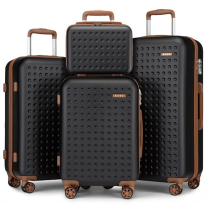 KSK2486 - Kono Stylish ABS+PC Polka Dot Hard Shell Suitcase With TSA Lock And Vanity Case 4 Piece Set