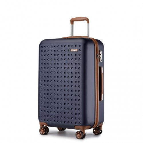 KSK2486 - Kono Stylish ABS+PC 28 Inch Polka Dot Hard Shell Suitcase With TSA Lock - Navy And Brown
