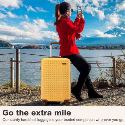 KSK2486 - Kono Stylish ABS+PC 28 Inch Polka Dot Hard Shell Suitcase With TSA Lock - Yellow And Brown