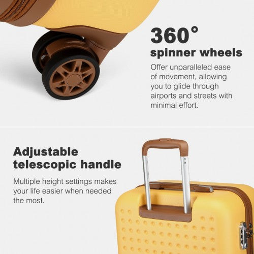 KSK2486 - Kono Stylish ABS+PC 28 Inch Polka Dot Hard Shell Suitcase With TSA Lock - Yellow And Brown