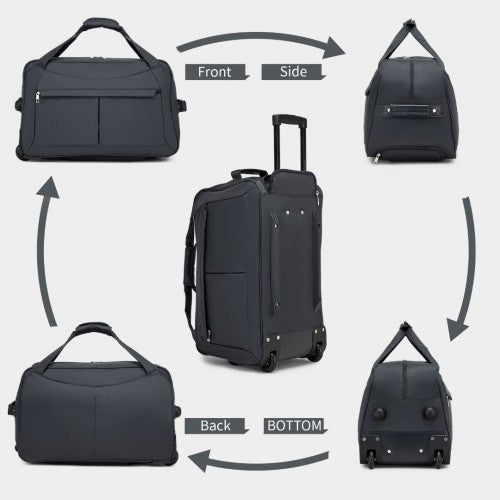 KSK2489 - Kono Durable Folding Travel Trolley Bag with Enhanced Features and Multi Compartment - Grey