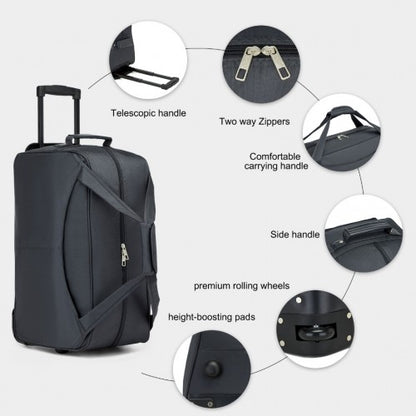 KSK2489 - Kono Durable Folding Travel Trolley Bag with Enhanced Features and Multi Compartment - Grey