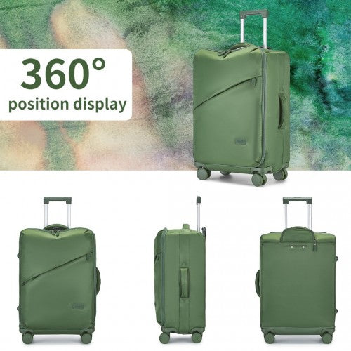 KSK2491 - Kono 20 Inch Lightweight Soft Shell Carry On Cabin Size Suitcase with TSA Lock and Separate Wet/Dry Compartment - Green