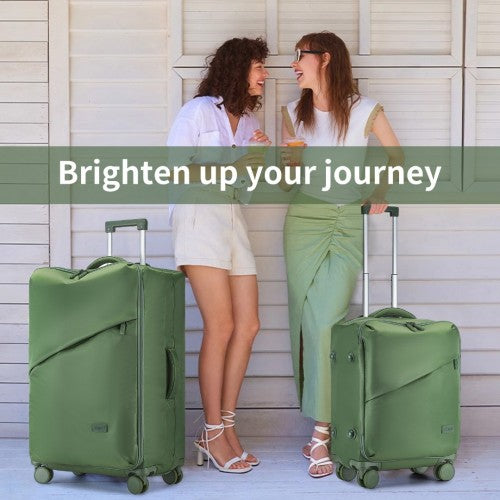 KSK2491 - Kono 20 Inch Lightweight Soft Shell Carry On Cabin Size Suitcase with TSA Lock and Separate Wet/Dry Compartment - Green