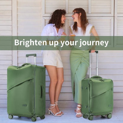 KSK2491 - Kono 20 Inch Lightweight Soft Shell Carry On Cabin Size Suitcase with TSA Lock and Separate Wet/Dry Compartment - Green