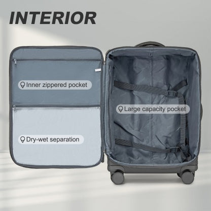 KSK2491 - Kono 20 Inch Lightweight Soft Shell Carry On Cabin Size Suitcase with TSA Lock and Separate Wet/Dry Compartment