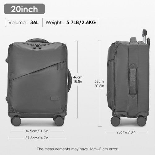KSK2491 - Kono 20 Inch Lightweight Soft Shell Carry On Cabin Size Suitcase with TSA Lock and Separate Wet/Dry Compartment