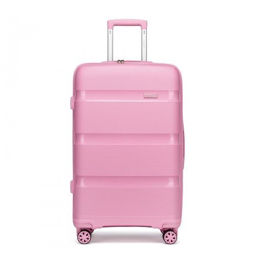 KSK2492 - Kono 28-Inch PP Hardshell Checked Luggage–Large Lightweight Suitcase with TSA Lock, 360° Spinner Wheels - Pink