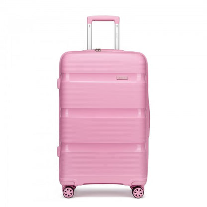 KSK2492 - Kono 28-Inch PP Hardshell Checked Luggage–Large Lightweight Suitcase with TSA Lock, 360° Spinner Wheels - Pink