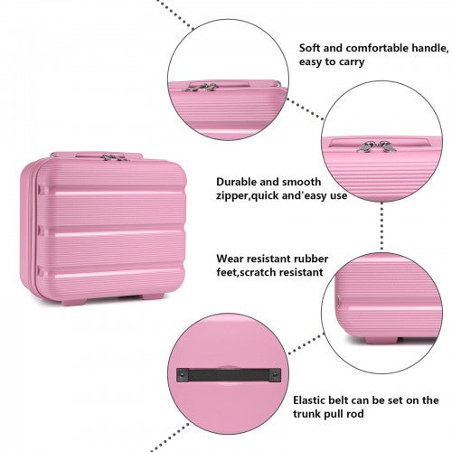 KSK2492 - Kono 4-Piece PP Hardshell Luggage Set–Durable Travel Suitcases with TSA Lock, 360° Spinner Wheels with Vanity Case - Pink