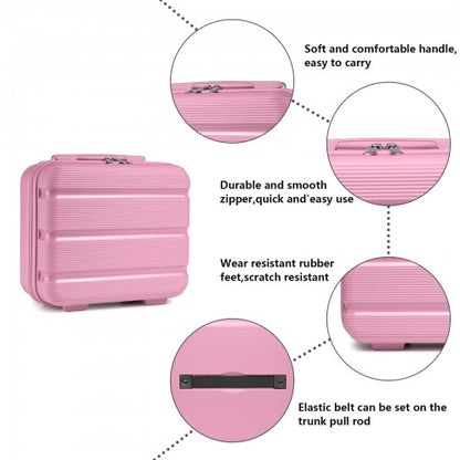 KSK2492 - Kono 4-Piece PP Hardshell Luggage Set–Durable Travel Suitcases with TSA Lock, 360° Spinner Wheels with Vanity Case - Pink