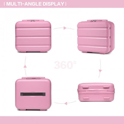 KSK2492 - Kono 4-Piece PP Hardshell Luggage Set–Durable Travel Suitcases with TSA Lock, 360° Spinner Wheels with Vanity Case - Pink