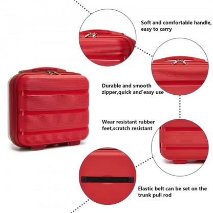 KSK2492 - Kono 4-Piece PP Hardshell Luggage Set–Durable Travel Suitcases with TSA Lock, 360° Spinner Wheels with Vanity Case - Red