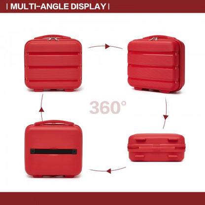 KSK2492 - Kono 4-Piece PP Hardshell Luggage Set–Durable Travel Suitcases with TSA Lock, 360° Spinner Wheels with Vanity Case - Red