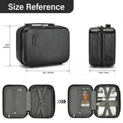 KSK2493 - Kono 12 inch Hard Shell Cosmetic Case – Durable Travel Makeup Organizer with YKK Zipper - Black
