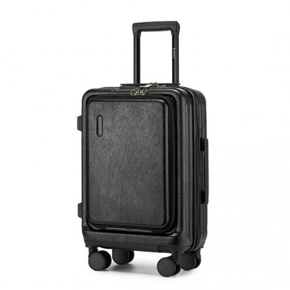 KSK2493 - Kono Durable ABS+PC 20 inch Carry-On Hardshell Suitcase with TSA Lock & Front Laptop Compartment - Black