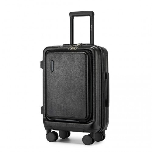 KSK2493 - Kono Durable ABS+PC 20 inch Carry-On Hardshell Suitcase with TSA Lock & Front Laptop Compartment - Black