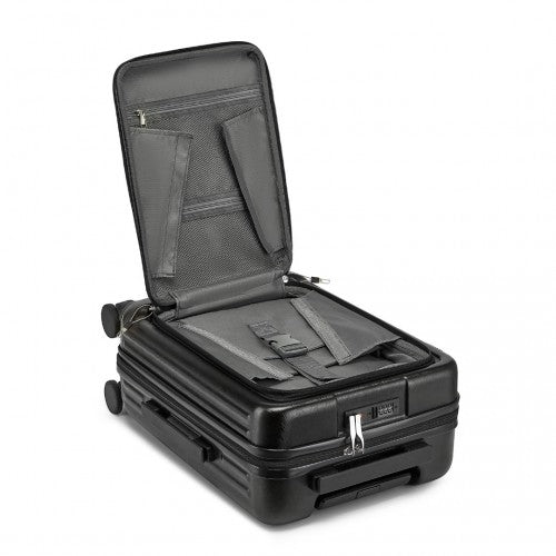 KSK2493 - Kono Durable ABS+PC 20 inch Carry-On Hardshell Suitcase with TSA Lock & Front Laptop Compartment - Black